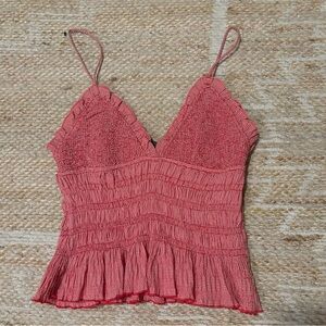 ZARA RED GINGHAM RUCHED TANKTOP